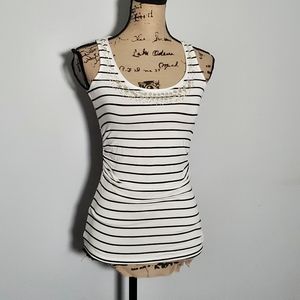 Whbm striped beaded tank top size xxs